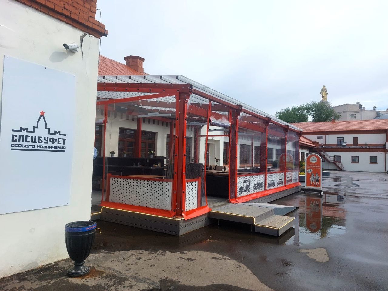ПВХ шторы для летней террасы кафе в посёлке Поварово